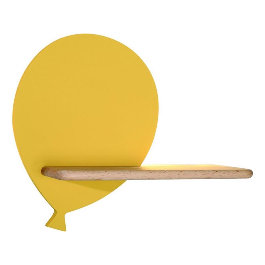 LED Children's wall lamp with shelf BALLOON LED/4W/230V yellow/wood