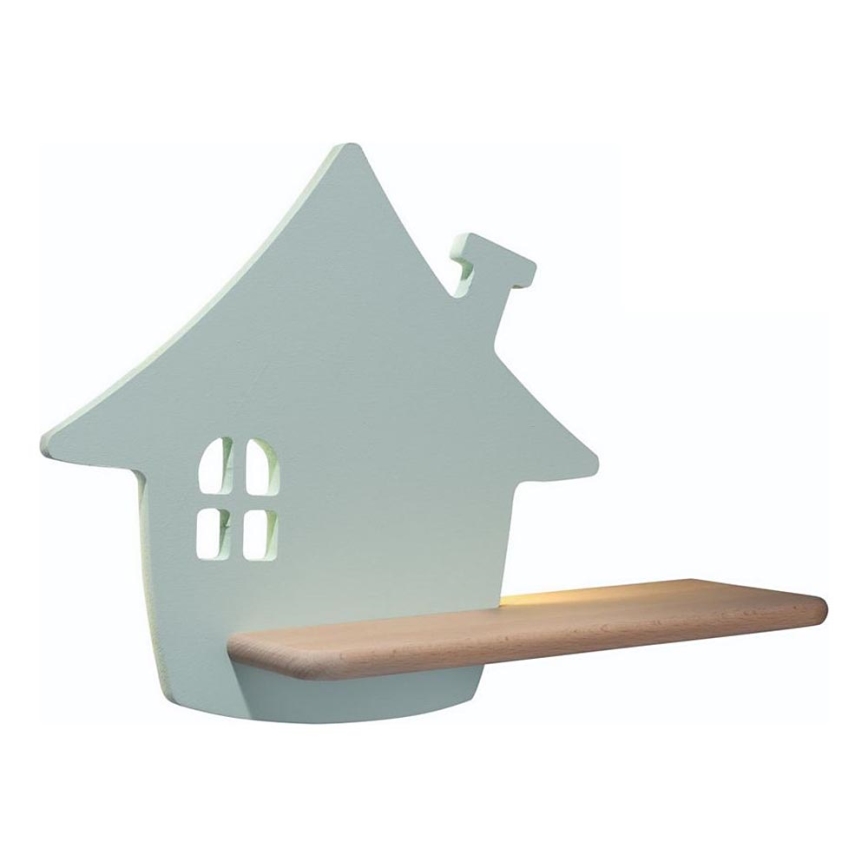 LED Children's wall lamp with shelf HOUSE LED/4W/230V green/wood