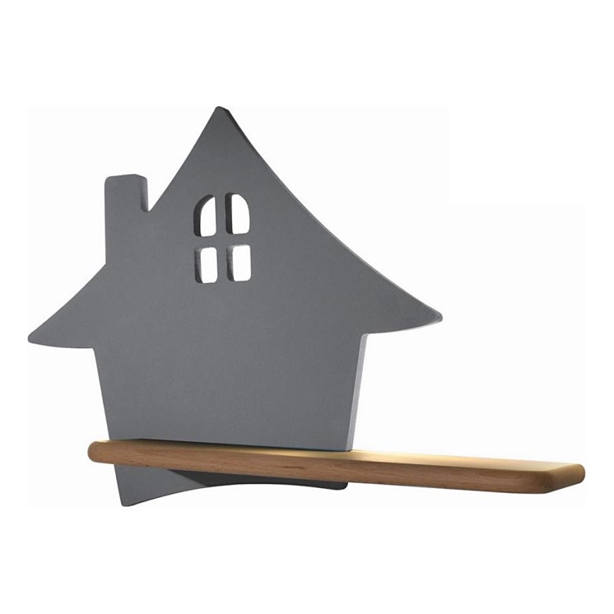 LED Children's wall lamp with shelf HOUSE LED/4W/230V grey/wood