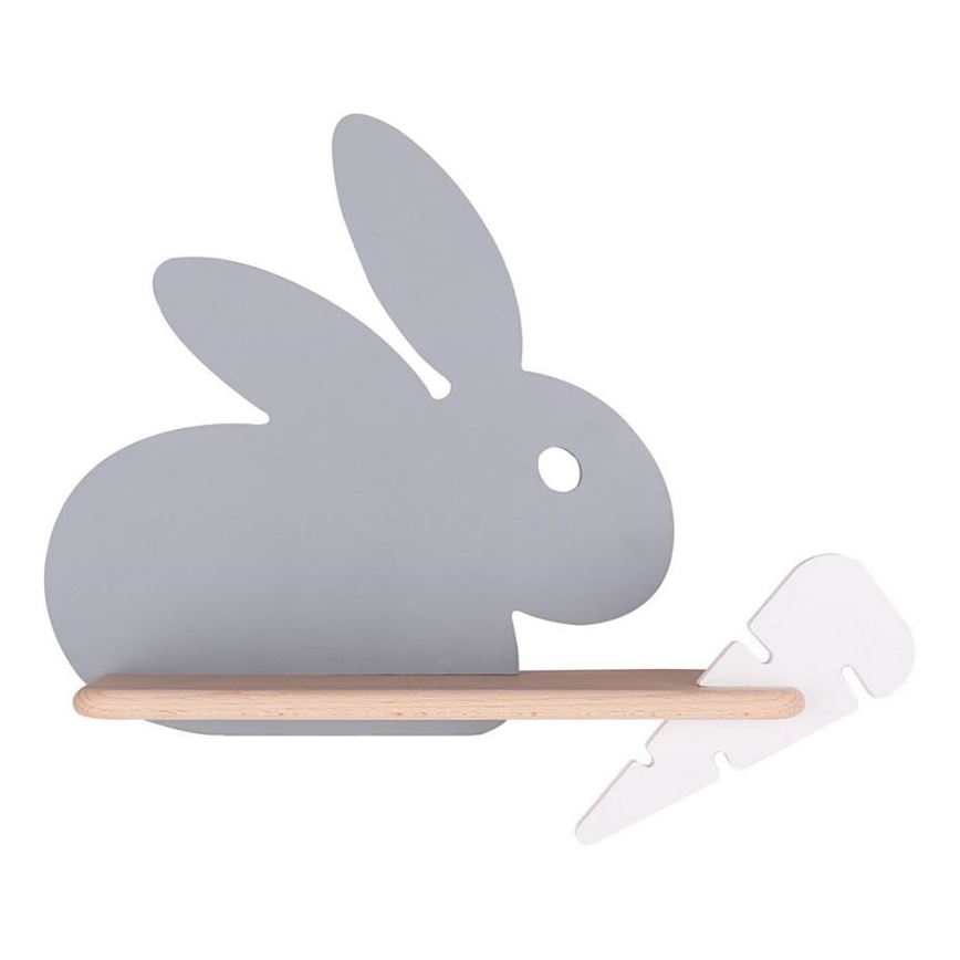LED Children's wall lamp with shelf RABBIT LED/4W/230V grey/white/wood