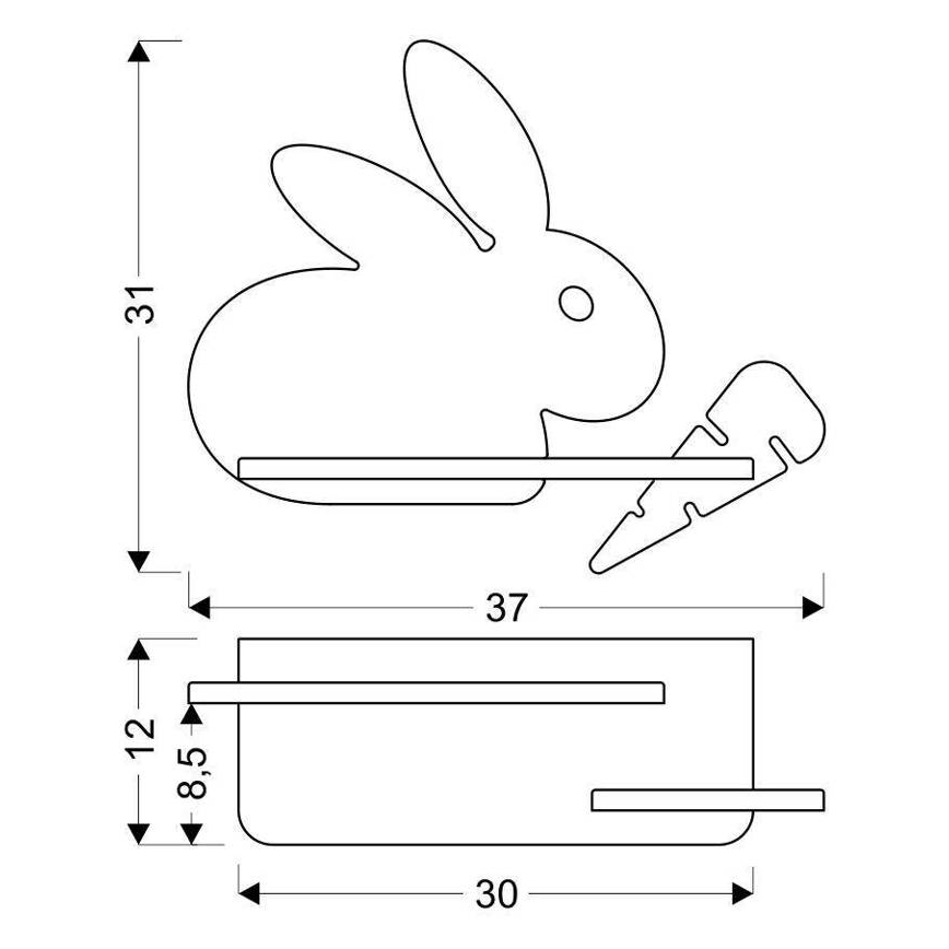 LED Children's wall lamp with shelf RABBIT LED/4W/230V grey/white/wood