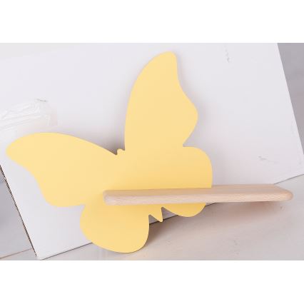 LED Children's wall light with a shelf BUTTERFLY LED/5W/230V yellow/wood - FSC certified