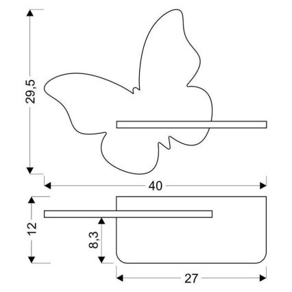 LED Children's wall light with a shelf BUTTERFLY LED/5W/230V yellow/wood - FSC certified