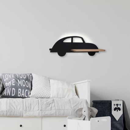 LED Children's wall light with a shelf CAR LED/5W/230V black/wood - FSC certified
