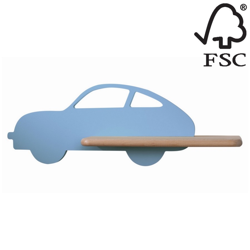 LED Children's wall light with a shelf CAR LED/5W/230V blue/wood - FSC certified
