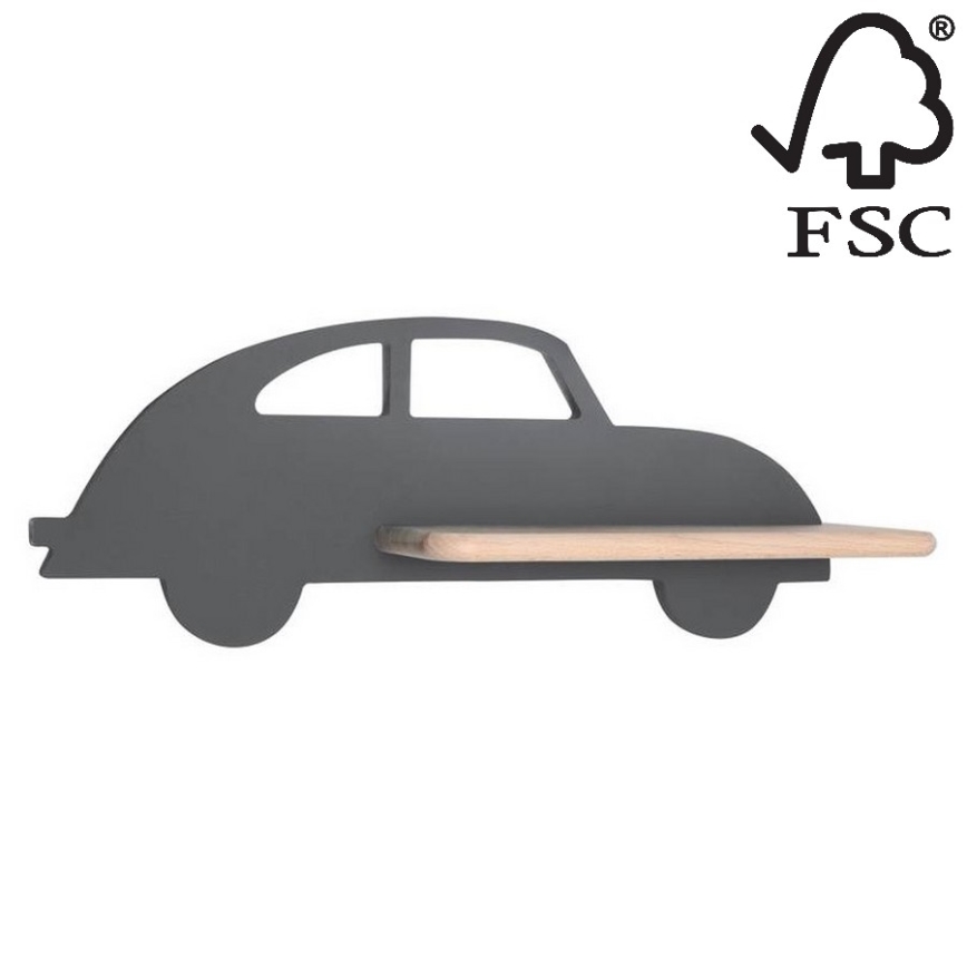 LED Children's wall light with a shelf CAR LED/5W/230V grey/wood - FSC certified