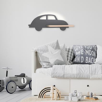 LED Children's wall light with a shelf CAR LED/5W/230V grey/wood - FSC certified