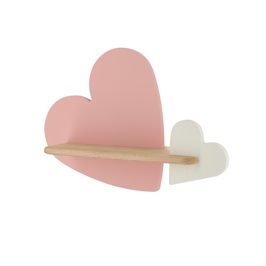 LED Children's wall light with a shelf HEART LED/5W/230V pink/white/wood - FSC certified