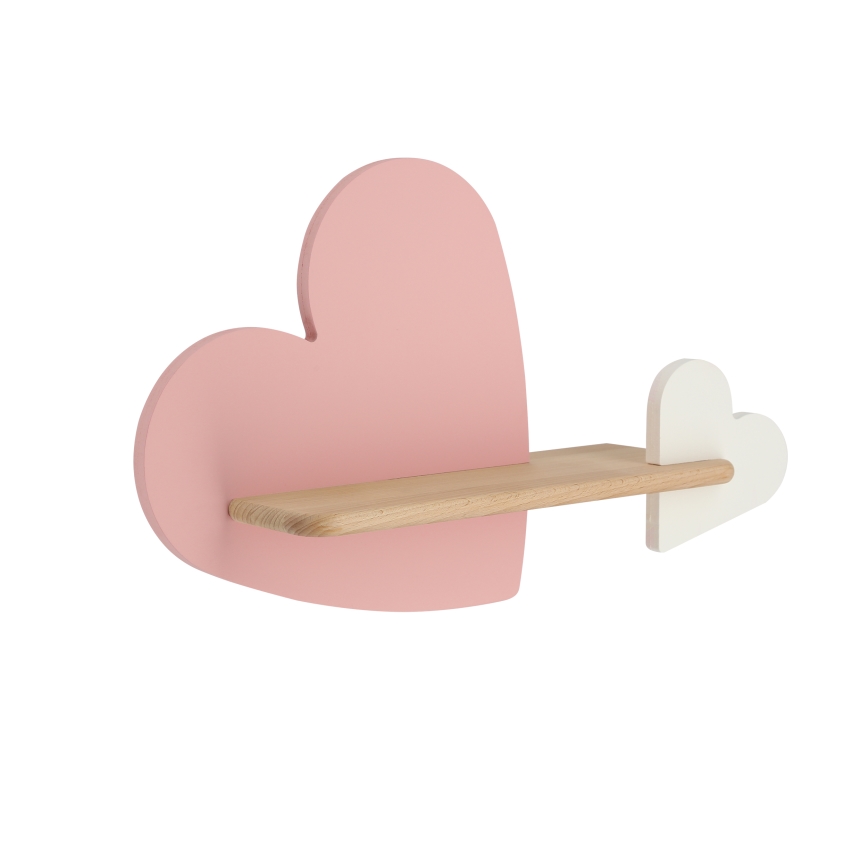 LED Children's wall light with a shelf HEART LED/5W/230V pink/white/wood - FSC certified