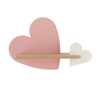 LED Children's wall light with a shelf HEART LED/5W/230V pink/white/wood - FSC certified
