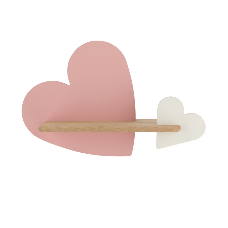 LED Children's wall light with a shelf HEART LED/5W/230V pink/white/wood - FSC certified