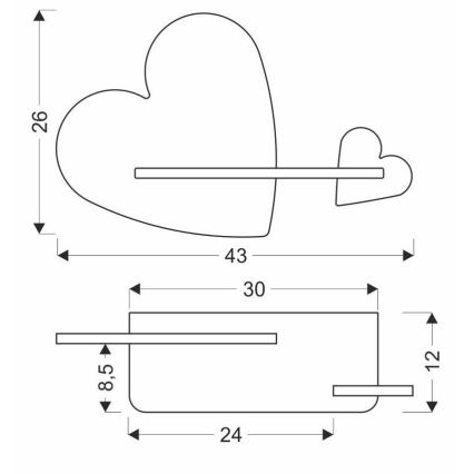LED Children's wall light with a shelf HEART LED/5W/230V pink/white/wood - FSC certified