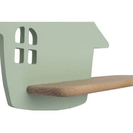 LED Children's wall light with a shelf HOUSE LED/4W/230V green/wood - FSC certified