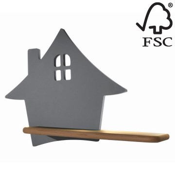 LED Children's wall light with a shelf HOUSE LED/4W/230V grey/wood - FSC certified