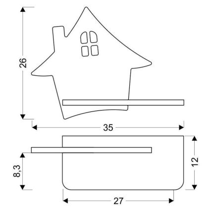 LED Children's wall light with a shelf HOUSE LED/4W/230V grey/wood - FSC certified