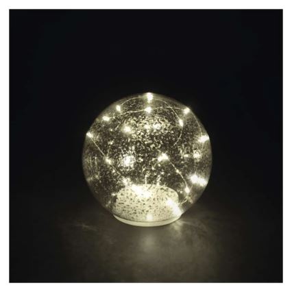 LED Christmas bauble, 20 LEDs / 3×AA, Ø 15 cm