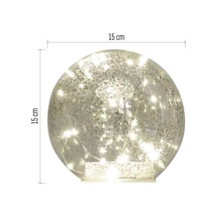 LED Christmas bauble, 20 LEDs / 3×AA, Ø 15 cm