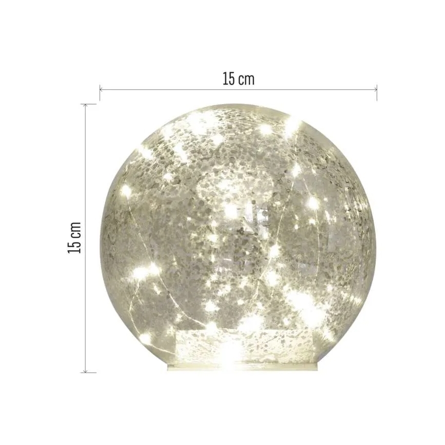 LED Christmas bauble, 20 LEDs / 3×AA, Ø 15 cm