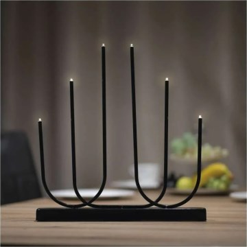 LED Christmas Candle Holder 6xLED/2xAA Black