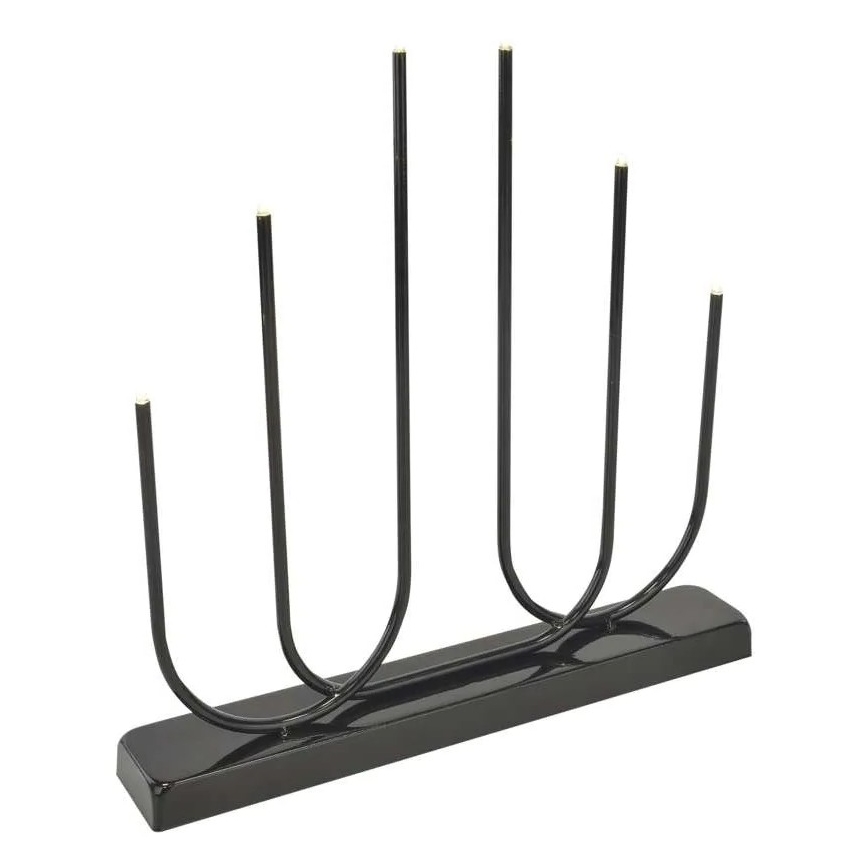 LED Christmas Candle Holder 6xLED/2xAA Black