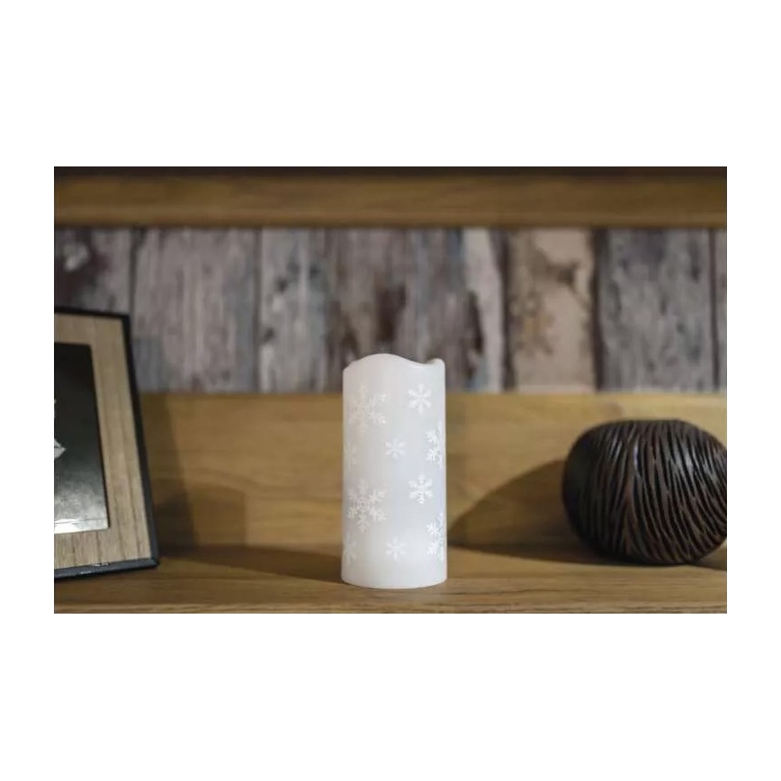 LED Christmas candle LED/3xAAA snowflakes cool white