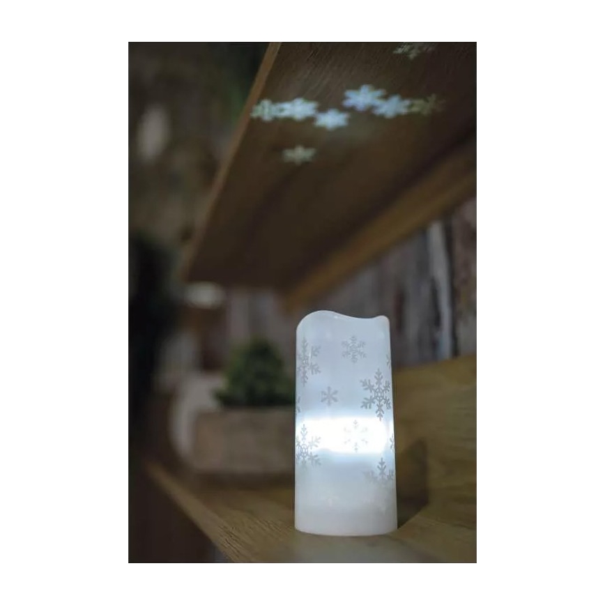 LED Christmas candle LED/3xAAA snowflakes cool white