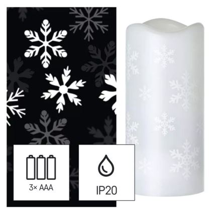 LED Christmas candle LED/3xAAA snowflakes cool white