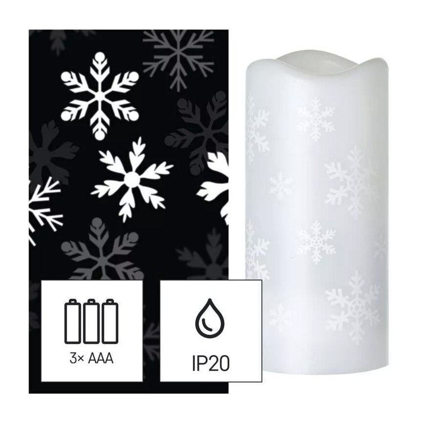 LED Christmas candle LED/3xAAA snowflakes cool white