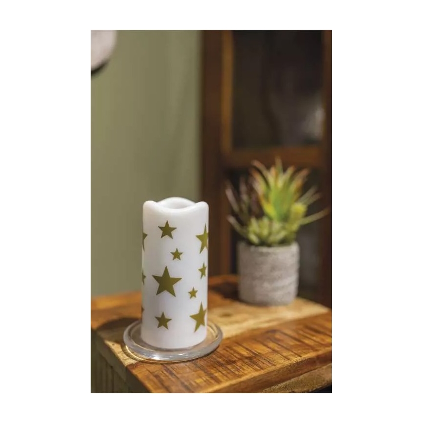LED Christmas candle LED/3xAAA stars warm white