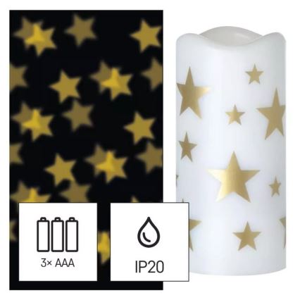 LED Christmas candle LED/3xAAA stars warm white