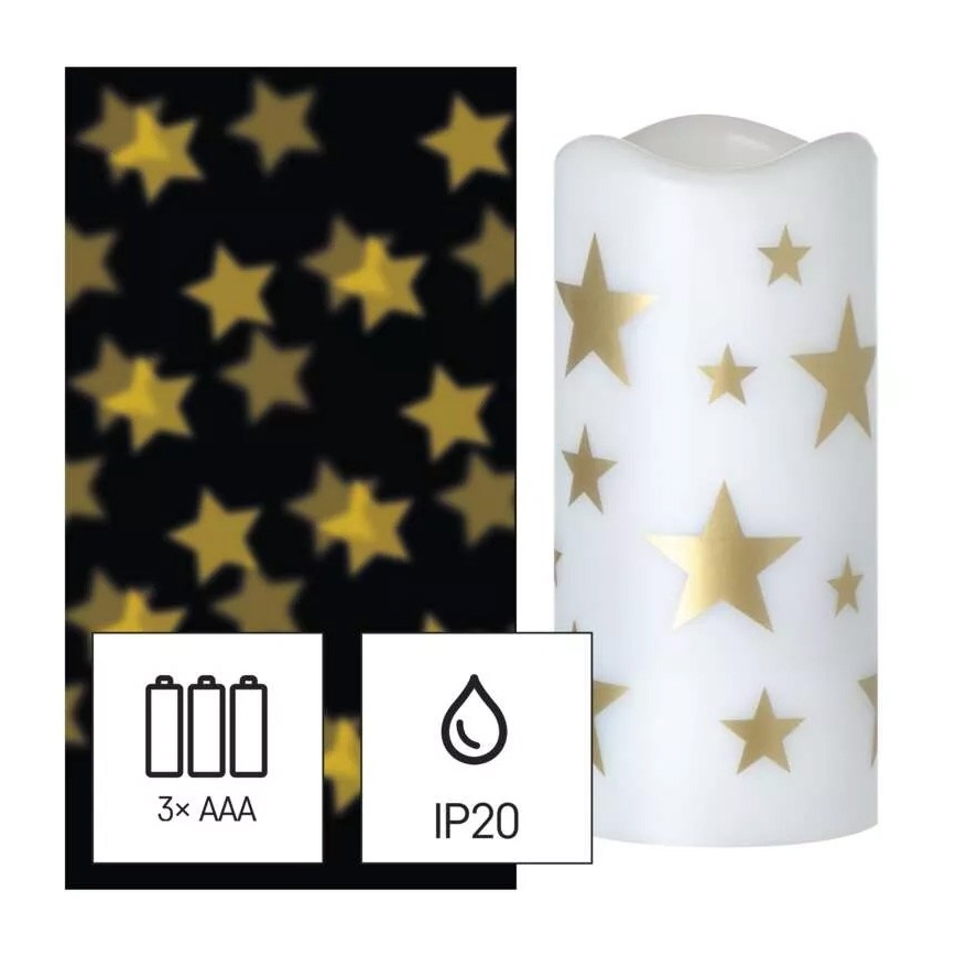 LED Christmas candle LED/3xAAA stars warm white