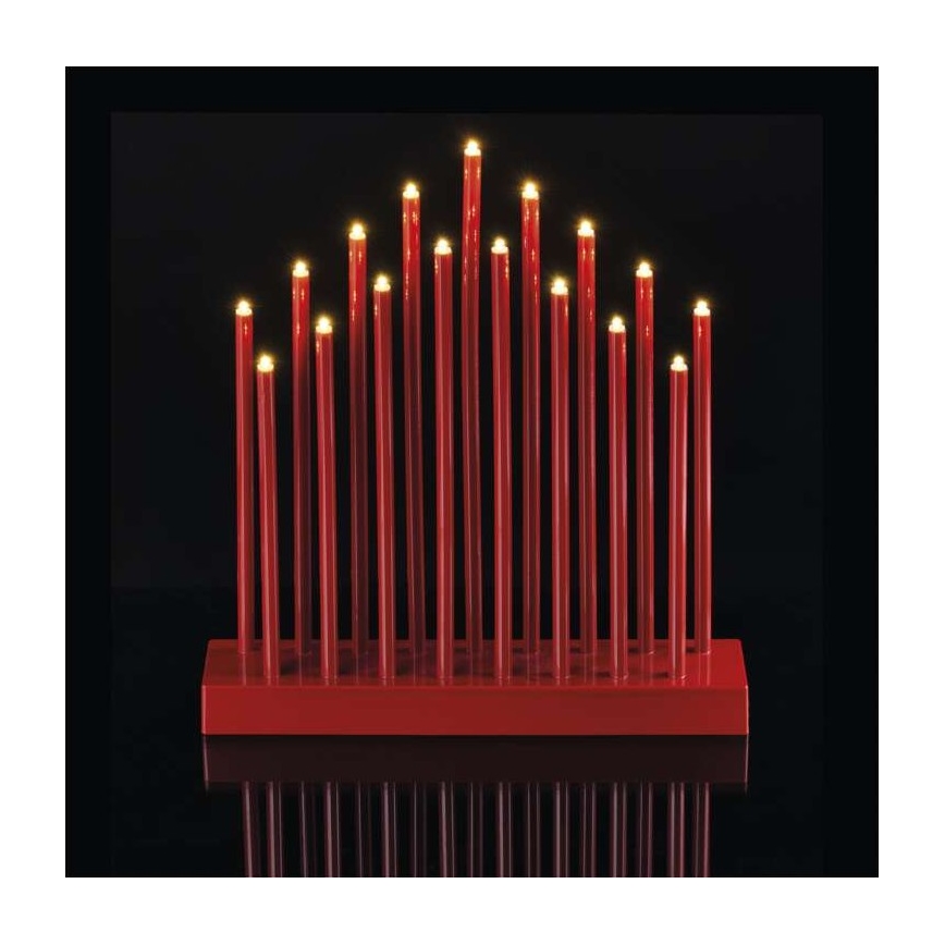 LED Christmas candlestick 17xLED/3xAA red