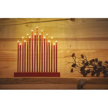 LED Christmas candlestick 17xLED/3xAA red