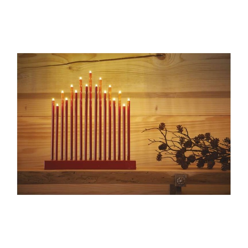LED Christmas candlestick 17xLED/3xAA red