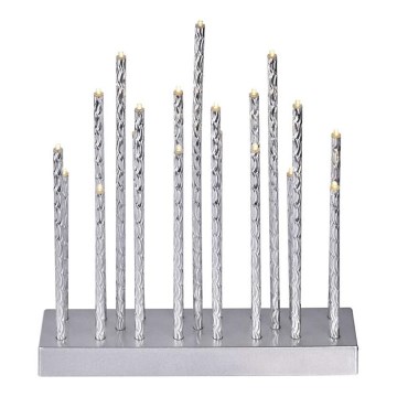 LED Christmas candlestick 19xLED/3xAA grey
