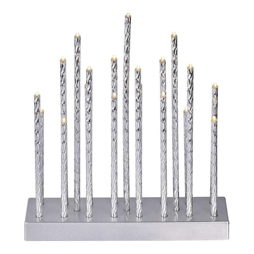 LED Christmas candlestick 19xLED/3xAA grey