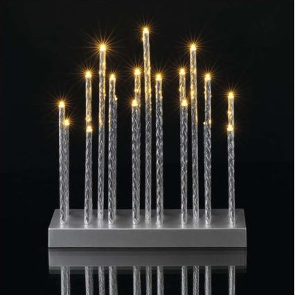 LED Christmas candlestick 19xLED/3xAA grey