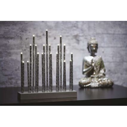 LED Christmas candlestick 19xLED/3xAA grey