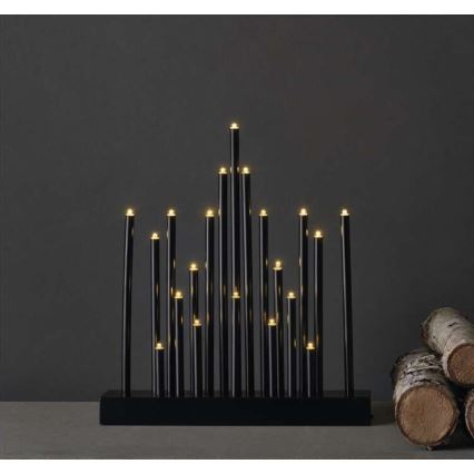 LED Christmas candlestick 20xLED/3xAA black
