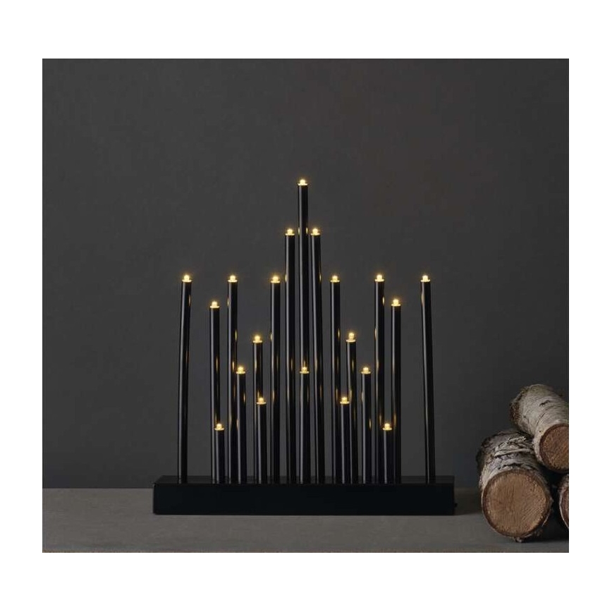 LED Christmas candlestick 20xLED/3xAA black