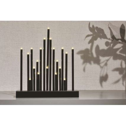 LED Christmas candlestick 20xLED/3xAA black