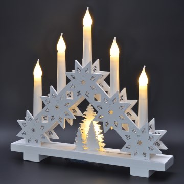 LED Christmas candlestick 5xLED/2xAA warm white