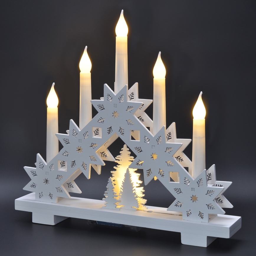 LED Christmas candlestick 5xLED/2xAA warm white