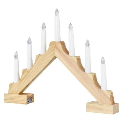 LED Christmas candlestick 7xLED/2xAA beige
