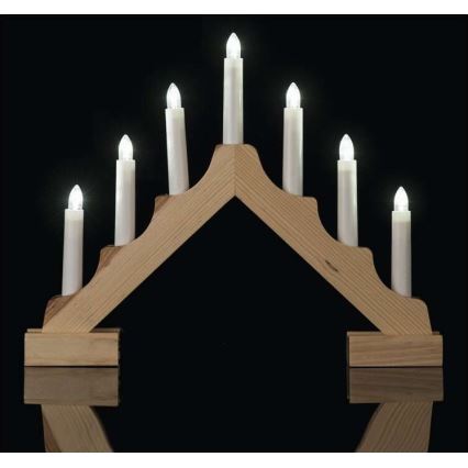 LED Christmas candlestick 7xLED/2xAA beige