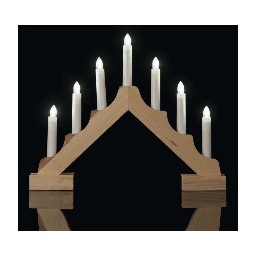 LED Christmas candlestick 7xLED/2xAA beige