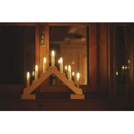 LED Christmas candlestick 7xLED/2xAA beige