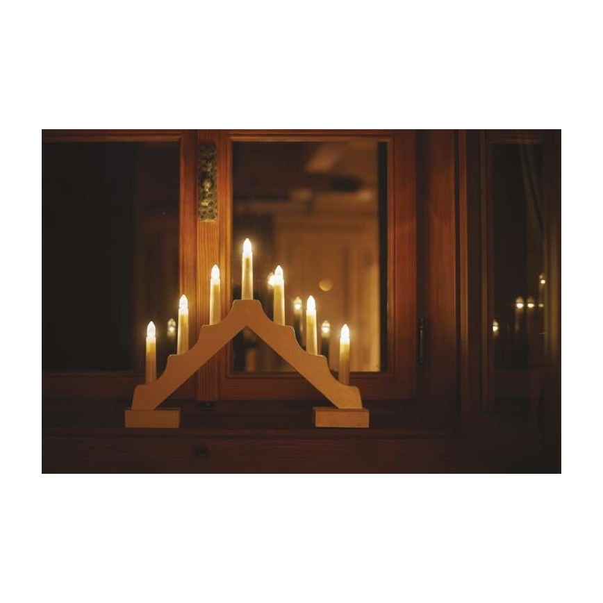 LED Christmas candlestick 7xLED/2xAA beige