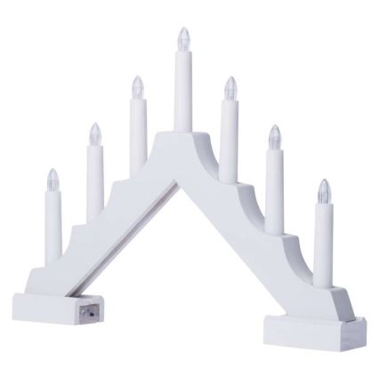 LED Christmas candlestick 7xLED/2xAA white