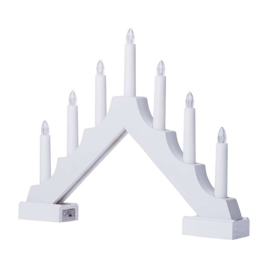 LED Christmas candlestick 7xLED/2xAA white